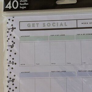 NWT Happy Planner 'Get Social' 40 pgs Classic Social Media Tasks Sheet Paper NEW